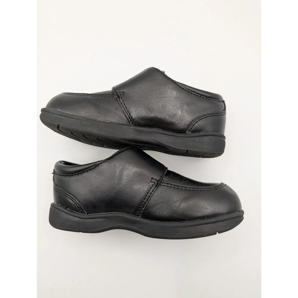 Kenneth Cole Reaction Kids Black Leather Hook Loop Casual Shoes Toddler Size 6M‎